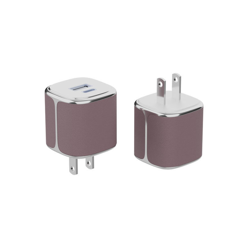 Pengisi daya dinding 35W yang ramping USB-C Dan USB-A PD GaN Wall Charger Dengan Shell Kulit