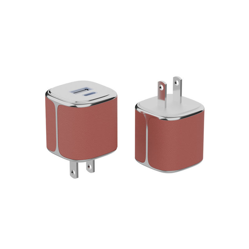 Pengecas Dinding Tipe C yang ampuh USB-C Dan USB-A PD GaN Wall Charger Dengan Shell Kulit